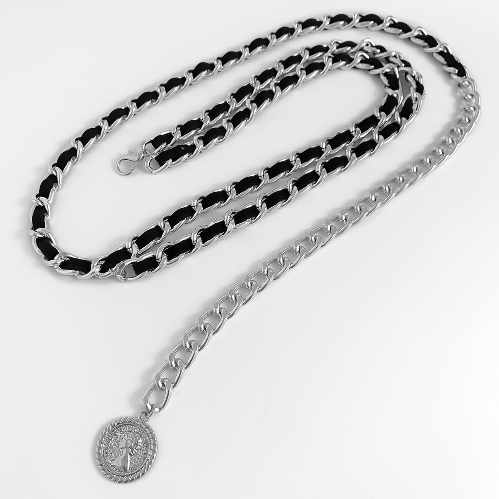 Layered Metal Chain Link Belt With Black Velvet Ribbon Trendy Etsy