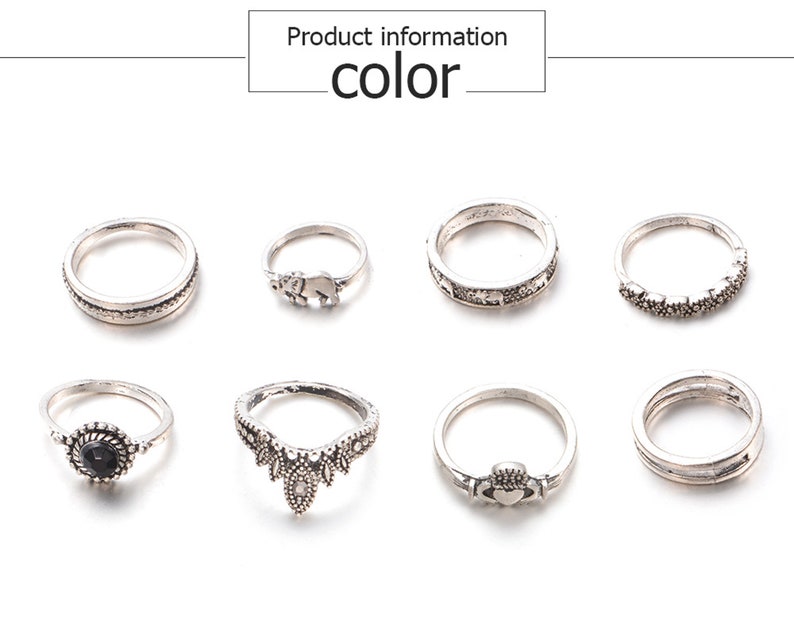 Vintage Boho Ring Set Bohemian Ring Set Bohemian Stack Ring Etsy