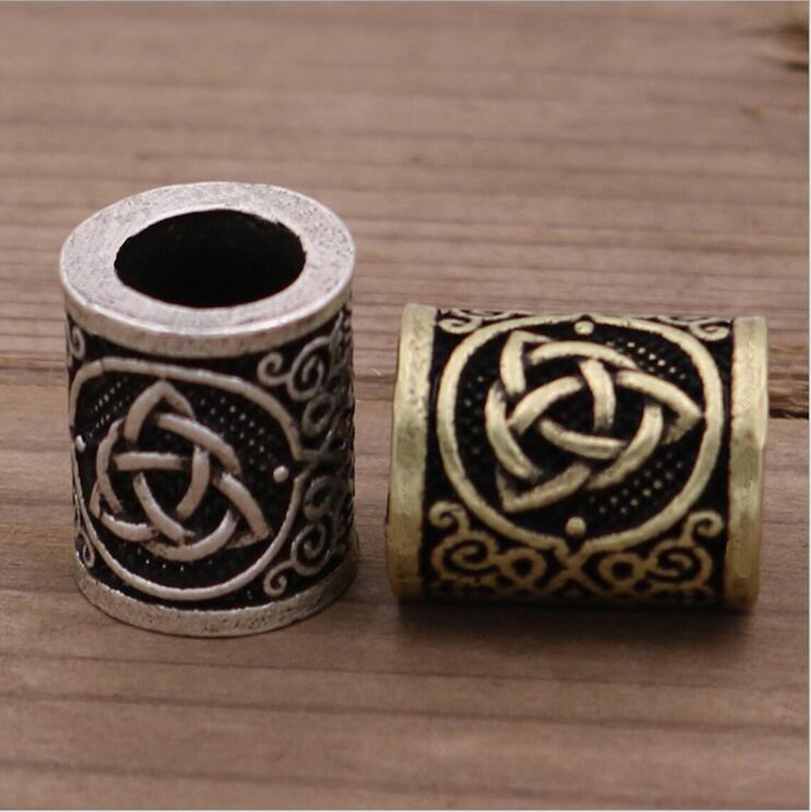 Viking Beard Beads Celtic Knot Hair Rings Triquetra Beard Etsy