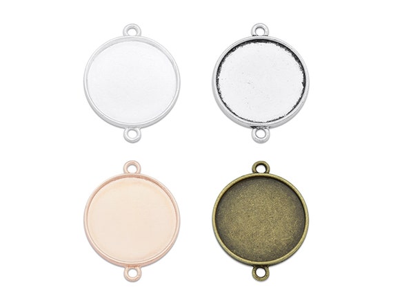 10-25mm One Circle Silver Round Cabochon Base Tray Pendant Connector Crafts 10x
