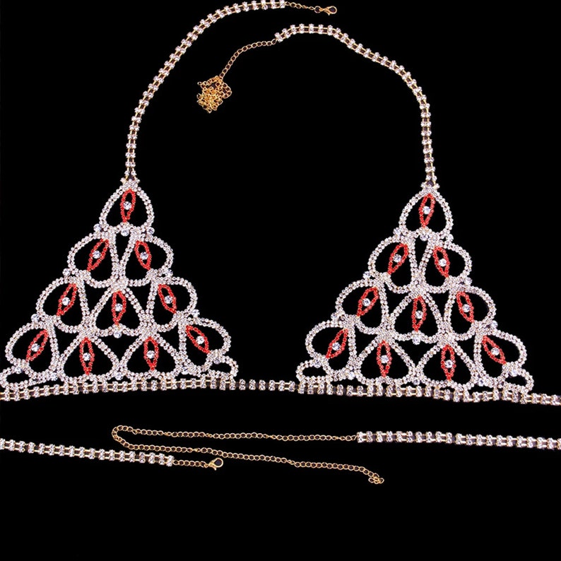 Hollow Out Crystal Rhinestone Body Chain Jewelry Lingerie Set Etsy