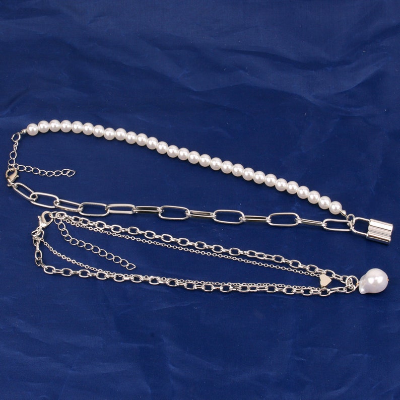 Multilayer Lock Pendant Rectangle Cable Chain Necklace Etsy