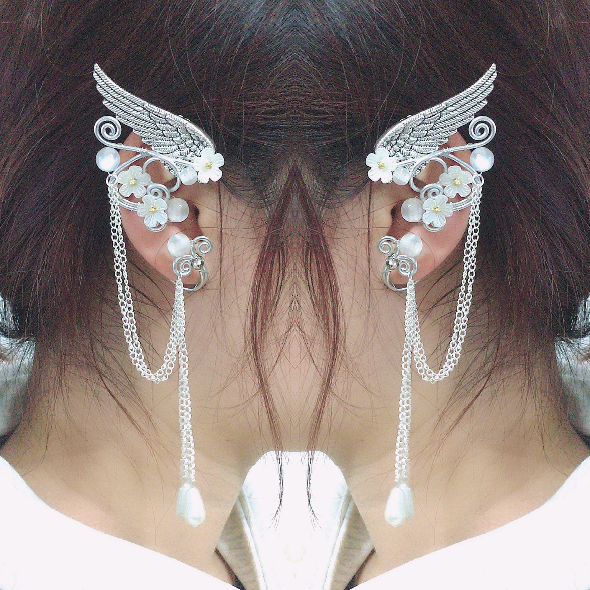 Elf Ear Cuffs Pearl Beads Earring Handcraft for Filigree Etsy