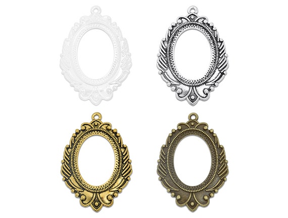 10pcs Oval pendant tray Fit 30x40mm Cabochon,Base Setting Blank Bezel Frame