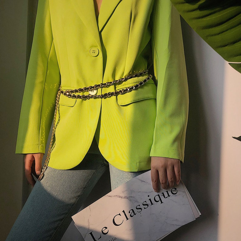 Layered Metal Chain Link Belt With Black Velvet Ribbon Trendy Etsy