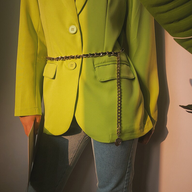 Gold Tone Metal Chain Link Belt With Black Velvet Ribbon Etsy