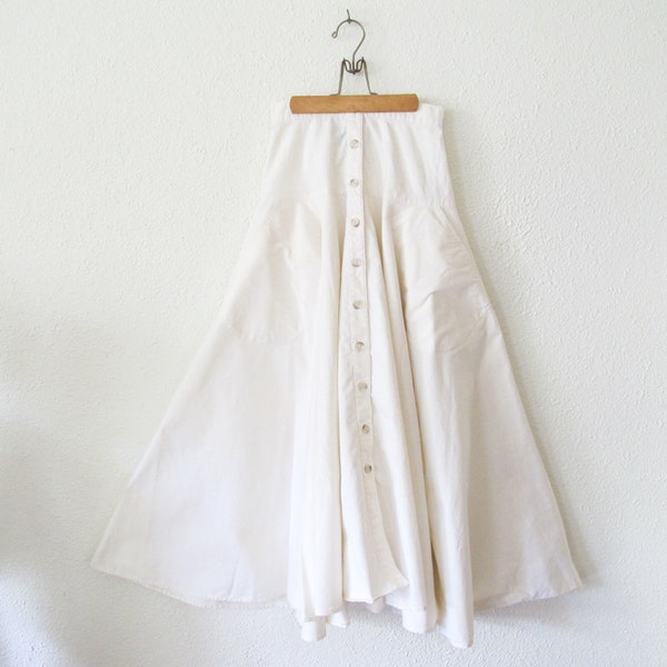 Full Ivory Cotton Canvas Skirt, 1990s