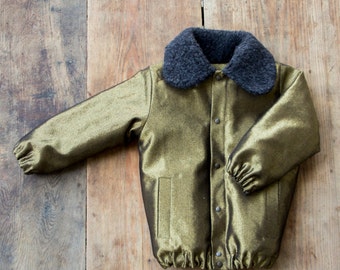 SUPER SALE! Golden merino wool bomber jacket