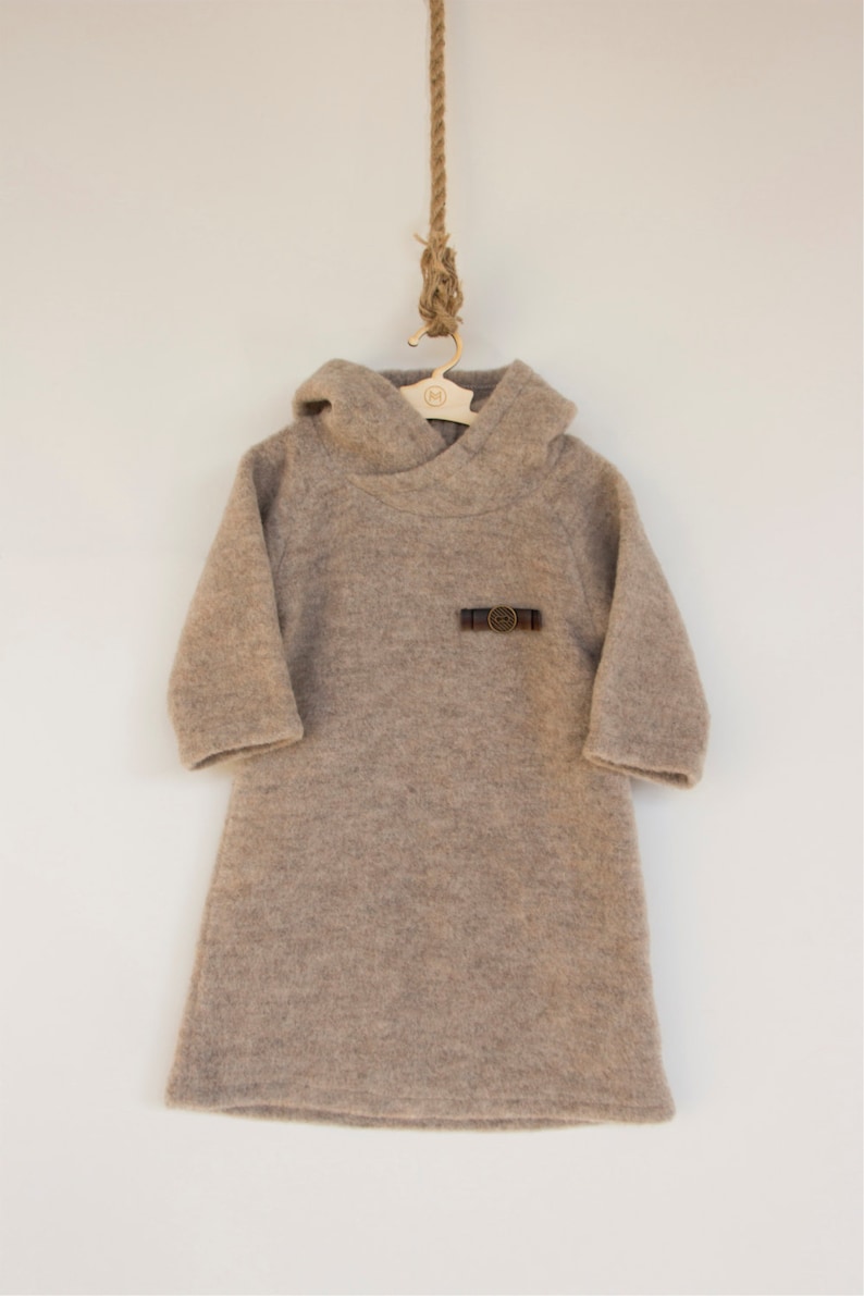 Summer SALE Merino wool baby dress / Woolen hoody dress/ Eskimosa dress imagem 1
