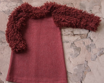 NEW ! Woollen baby dress / woollen dress with curly sleeves/fancy little dress