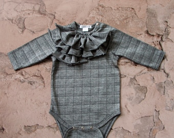 NEW!Bodysuit with wool/ bodysuits with long sleeves/fancy bodysuit/bodysuit with ruffle