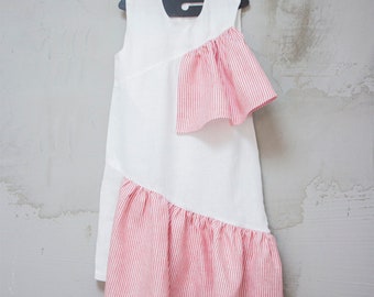 Girl linen dresses/ girl summer dresses/ girl dress/little girl dress/ ribbon dress