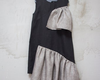 Girl linen dresses/ girl summer dresses/ girl dress/little girl dress/ ribbon dress
