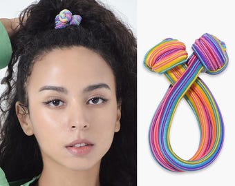 Dolly Hair Tie 026B Rainbow Marshmallow - Ponytail Holder Hair Elastic
