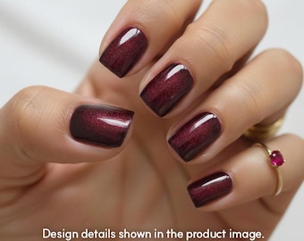 AMOND Deep Wine Red Square Press On Nails / Burgundy False Nails / Glossy Nails / Reusable Handmade Nail Tips TH024