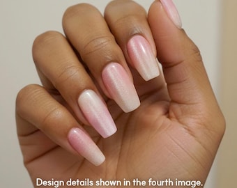AMOND Pink Ombre Press On Nails | Coffin Shape False Nails | Elegant Wedding Gradient | Reusable Handmade | Design No.CX014