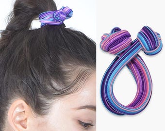 Dolly Hair Tie 028B Blueberry Blues - Ponytail Holder Hair Elastic