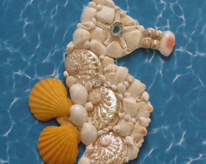 Seahorse Wall Decor Seahorse Shell Art Beach Decor Seashell Etsy