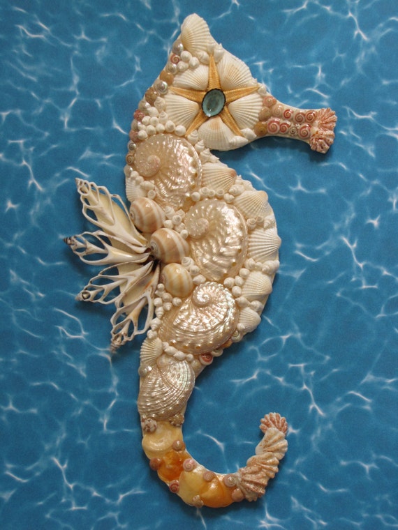 Seahorse Wall Decor Seahorse Shell Art Beach Decor Etsy