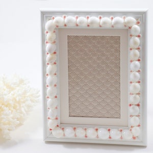 Seashell Photo Frame, White Shell Picture Frame, 5&quot;x7&quot; Beach Frame, Beach Decor, Tropical Decor, Coastal Decor, Mermaid Frame, Beach Wedding