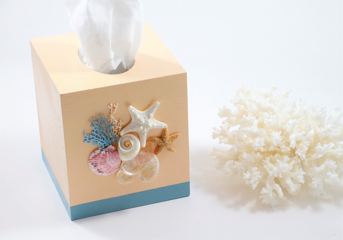 Seashell Tissue Box Cover Beach Decor Shell Tissue Box | Etsy
