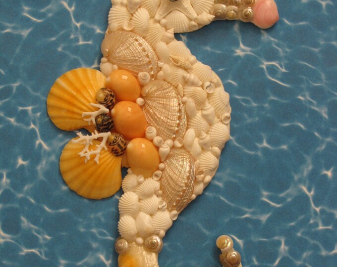 Seahorse Wall Decor Seahorse Shell Art Beach Decor Seashell Etsy