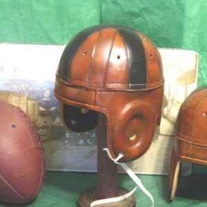 1920-30s Black Cross antique style leather football helmet