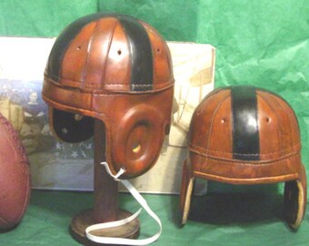 1920-30s Black Cross antique style leather football helmet