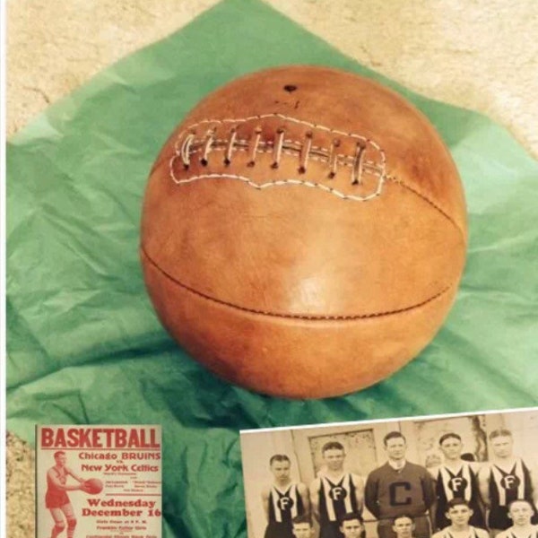 Antique Style Leather Basketball - Great for Man Cave! Vintage Basketball ,