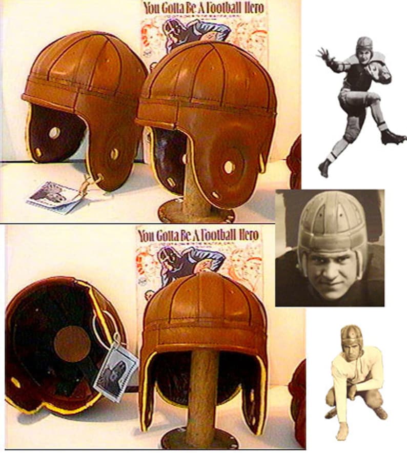 192030 Red Grange Leather Football Helmet Full Size Fine Saddle Leather Etsy