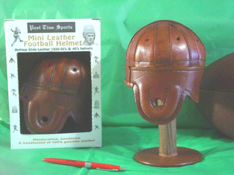 19201930 Red Grange Style Mini Leather Football Helmet 1/3 Scale Etsy