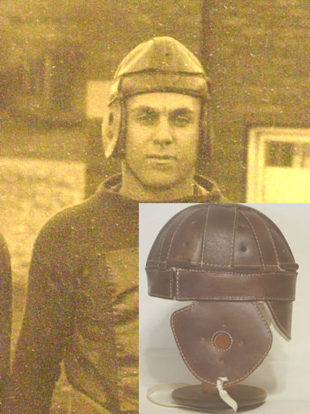 19151924 Dog Ear Leather Football Helmet Early Soft Leather Helmet