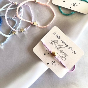 Gepersonaliseerde sterwensarmband, sterarmband, zakknuffel voor kinderen, cadeau eerste schooldag, kinderarmband, zakknuffeltoken