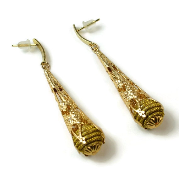 Cone filigree Earrings golden grass earrings cone earrings Etsy