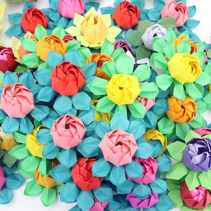 30 Origami Lotus Paper Flower Waterlily Handmade Colorful Blossom Table Wedding Favors