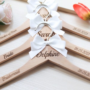 Set of 3 Personalized Wedding Hangers: Rustic Wood Bridal Party Favors