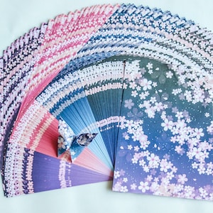 Japanese Sakura Origami Paper Chiyogami Washi Paper - Yuzen Paper - Cherry Blossom Chiyogami Paper - 15x15cm - 4 Patterns 60 Sheets Packs