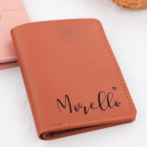 Personalized Leather Card Coin Holder Custom Name Purse Card Wallet Engraved Initial Wallet Monogram Card Case for Gift Money Slop Clip