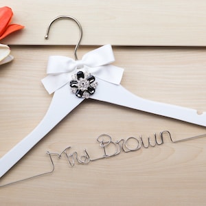 Personalized Wedding Hanger: Rhinestone Bridal Hanger with Bow