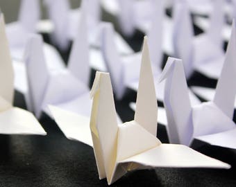 100 Ivoor Origami Kraan Chiyogami Papier Handgemaakte Zuiver Witte Kranen voor Bruiloft Decoratie Verjaardagsfeestje Gift