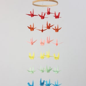 Rainbow Origami Crane Baby Mobile: Colorful Nursery Decor