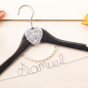 Personalized Wedding Hanger: Pearl & Crystal Bridal Dress Hanger