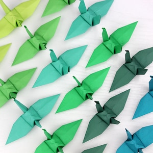 100 Origami Kranich Chiyogami Papier Grüntönen Farbe Kraniche im Frühjahr Thema für Hochzeit Dekoration Partei Geburtstagsgeschenk