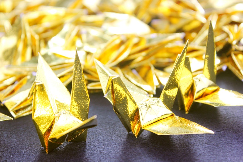 1000 Origami Shiny Metallic Paper Crane Gold Silver Foil Paper - Etsy