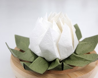 White Origami Lotus Flower: Handmade Paper Water Lily Decor