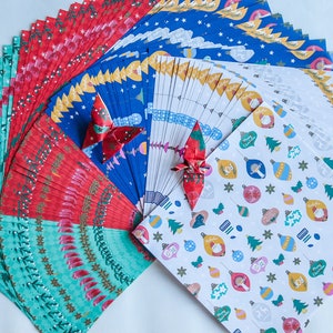 Christmas Origami Paper: 60 Japanese Washi Yuzen Sheets (15x15cm)