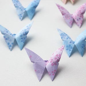 60 Sakura Chiyogami impression fleurs origami papillons 3D papier papillon art mural pour décoration de mariage allée cadeau de fête d&#39;anniversaire