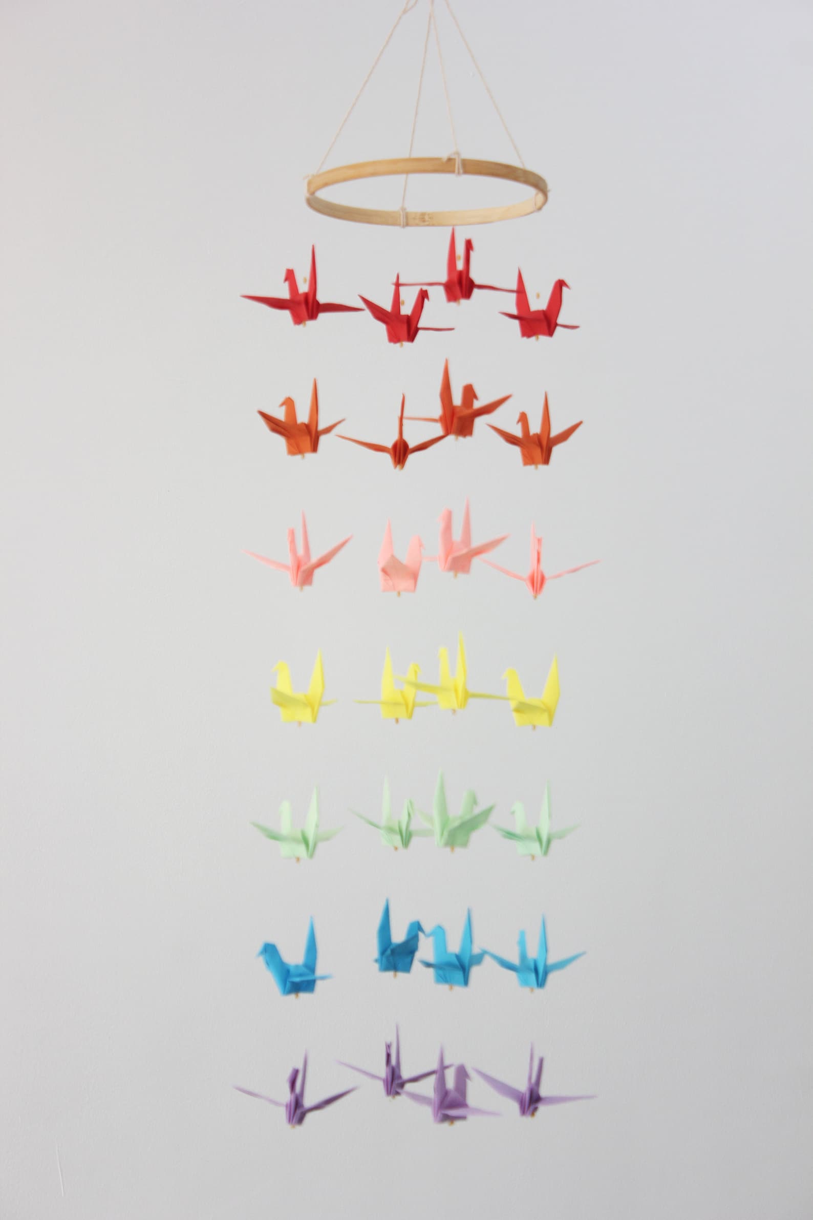 Baby Crib Mobile Origami Crane Multi Rainbow Colour Wheel Mobile Origami Bird Children Kid Decor