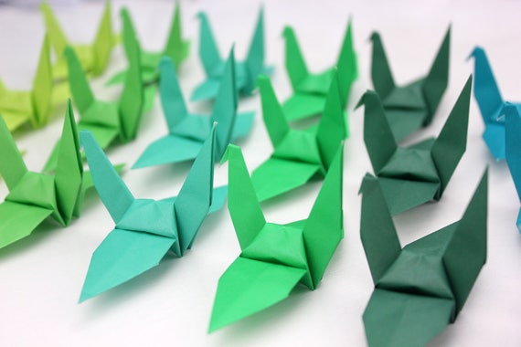 1000 Origami Kranich Große Papier Vogel Grün Schattierungen Farbe Krane Für Hochzeit Dekoration Weihnachtsgeschenk