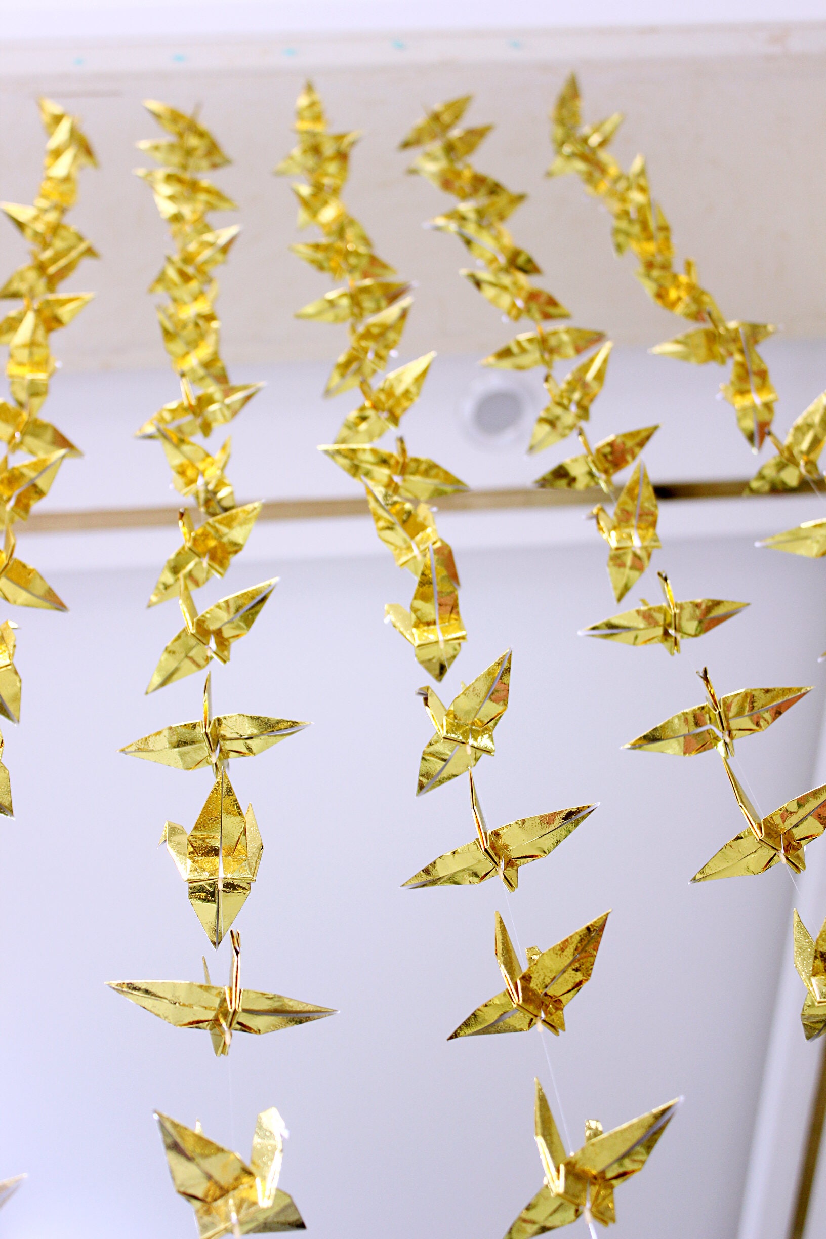 500 Metallic Gold Origami Cranes: Wedding Backdrop Garland